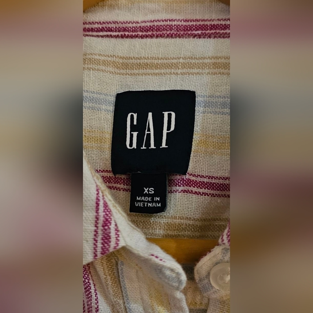 Gap - NEW Long Sleeve Striped Linen Blend Button Up Shirt - Picture 5 of 10